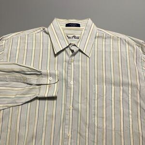 Alan Flusser Shirt Mens‎ XL Long Sleeve Blue Button Up Multicolor Stripes Cotton